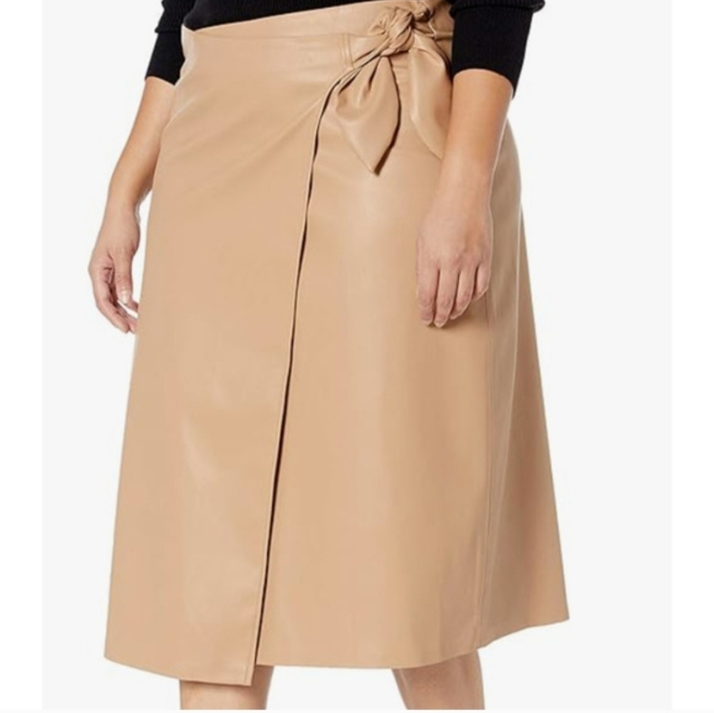The Drop Faux Leather Wrap Skirt
